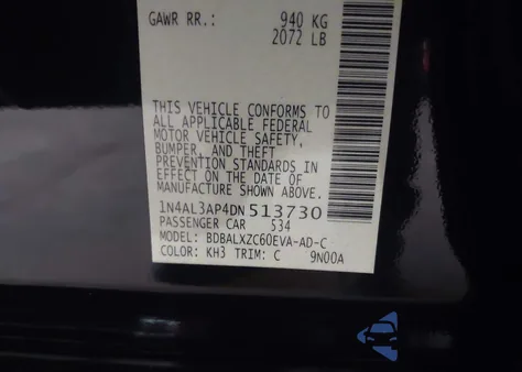 2013 Nissan Altima 2.5 Sl z USA, uszkodzony, nr VIN 1N4AL3AP4DN513730